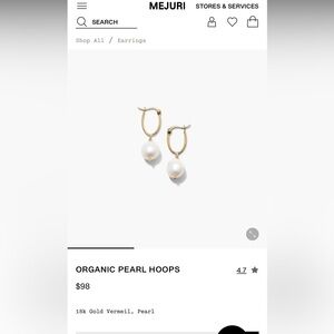 Mejuri Organic Pearl Gold Hoops